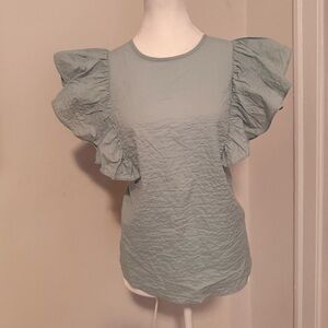 a new day Ruffle Sleeve Blouse in Light Blue